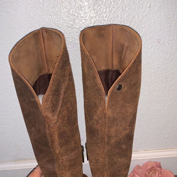 ZAPPA BROWN LEATHER DISTRESSED WEDGE TALL BOOT - Picture 6 of 9